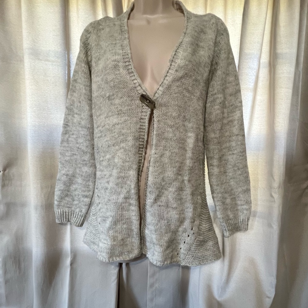 Women's Italian Made Bianca B. Grey Knitted/Crochet Wool Sweater